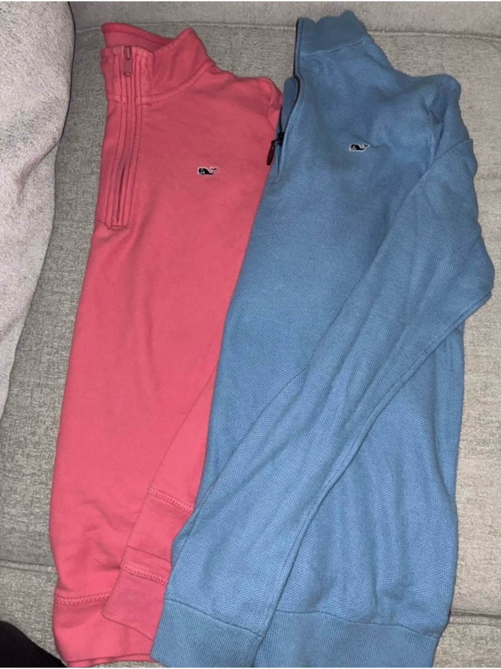 Boys XL Vineyard Vines Quarter-Zip Pullovers in Coral and Sky Blue